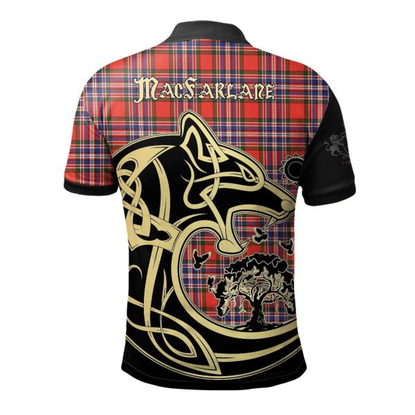 MacFarlane Modern Tartan Polo Shirt Viking Wolf For Sale - Image 2
