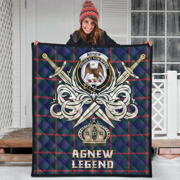Agnew Modern Tartan Crest Legend Gold Royal Premium Quilt Hot on Sale