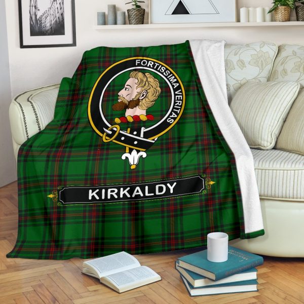 Kirkaldy Family Tartan Crest Blanket - 3 Sizes For Cheap