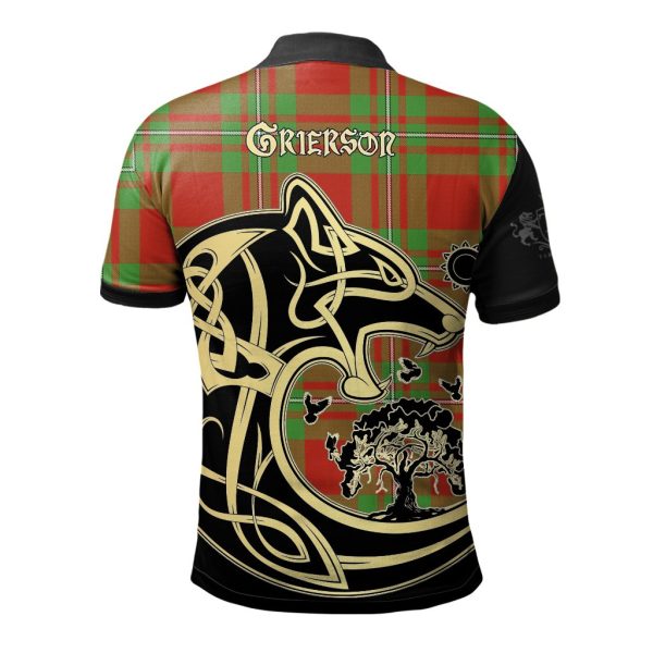 Grierson Tartan Polo Shirt Viking Wolf Online - Image 2