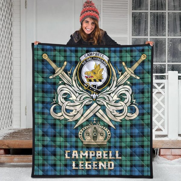Campbell Ancient 01 Tartan Crest Legend Gold Royal Premium Quilt Hot on Sale