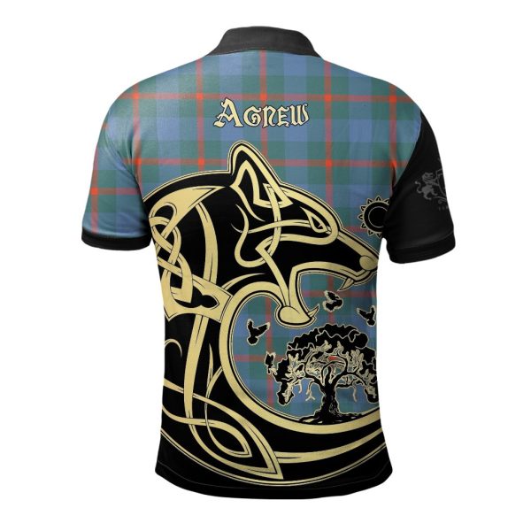 Agnew Ancient Tartan Polo Shirt Viking Wolf Fashion - Image 2