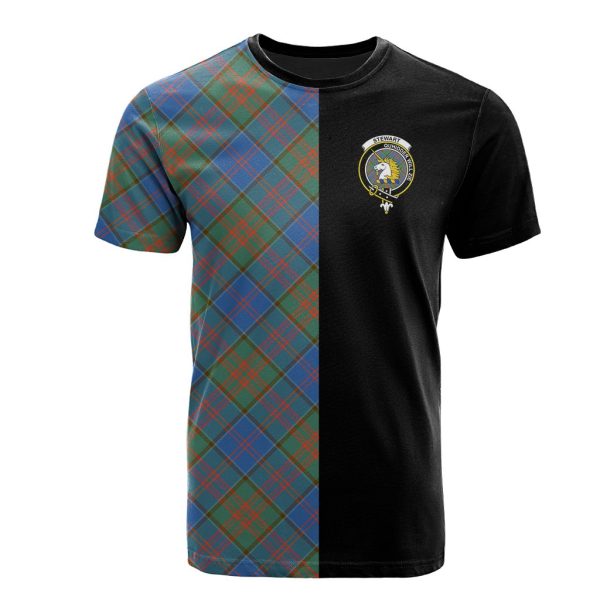 Stewart of Appin Hunting Ancient Tartan T-Shirt Half of Me - Cross Style Cheap