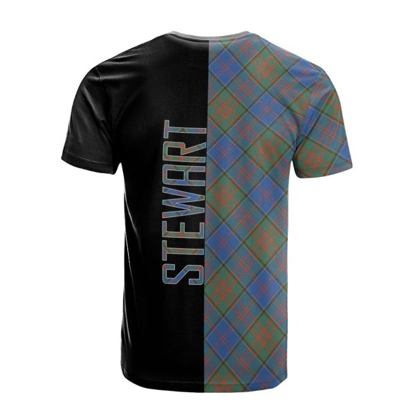 Stewart of Appin Hunting Ancient Tartan T-Shirt Half of Me - Cross Style Cheap - Image 2