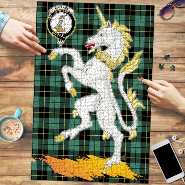 Wallace Hunting Ancient Tartan Crest Unicorn Scotland Jigsaw Puzzles For Sale